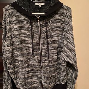 Black and grey zip with hood